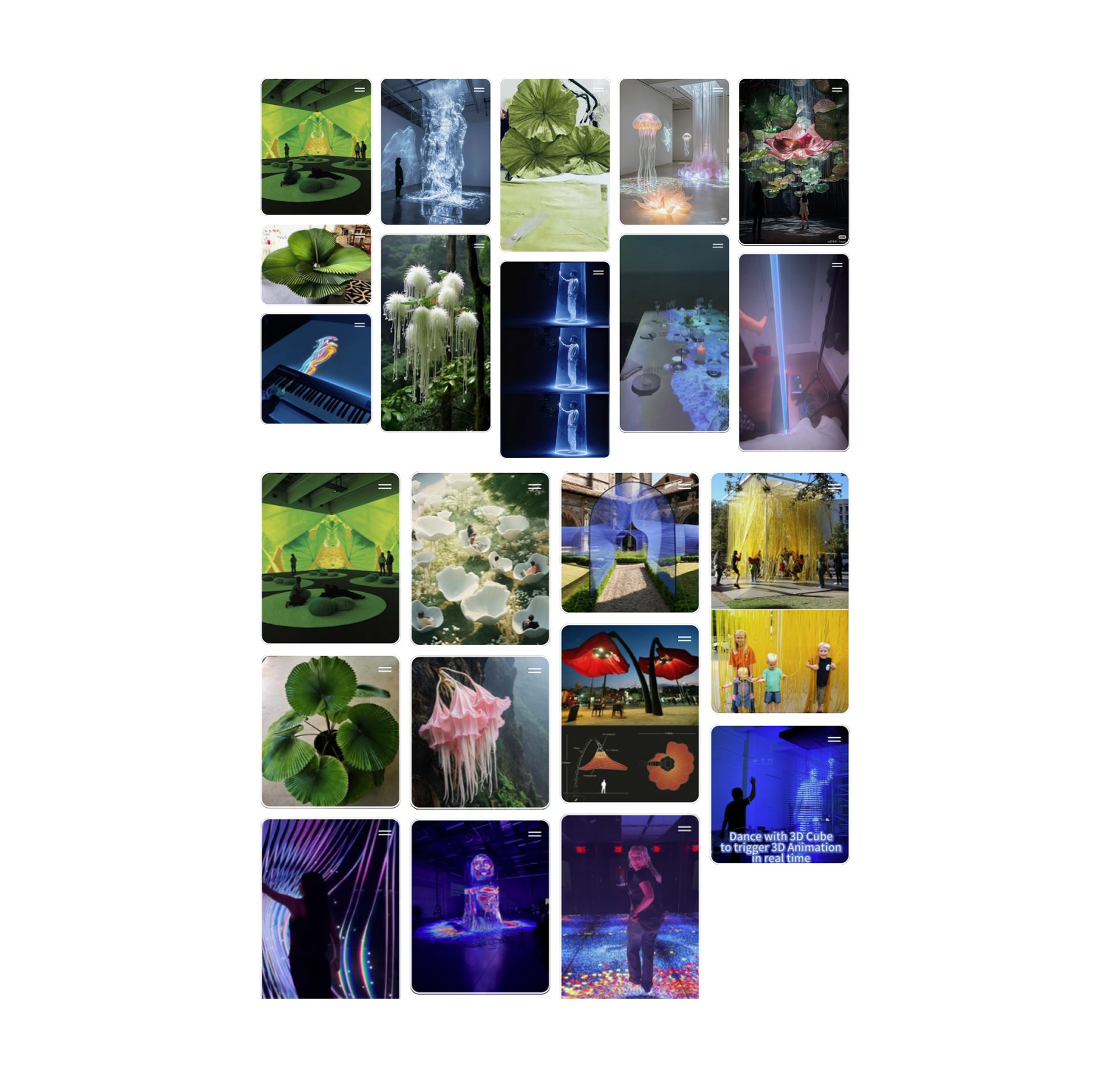 Inspiration board gathering visuals and possible interactions