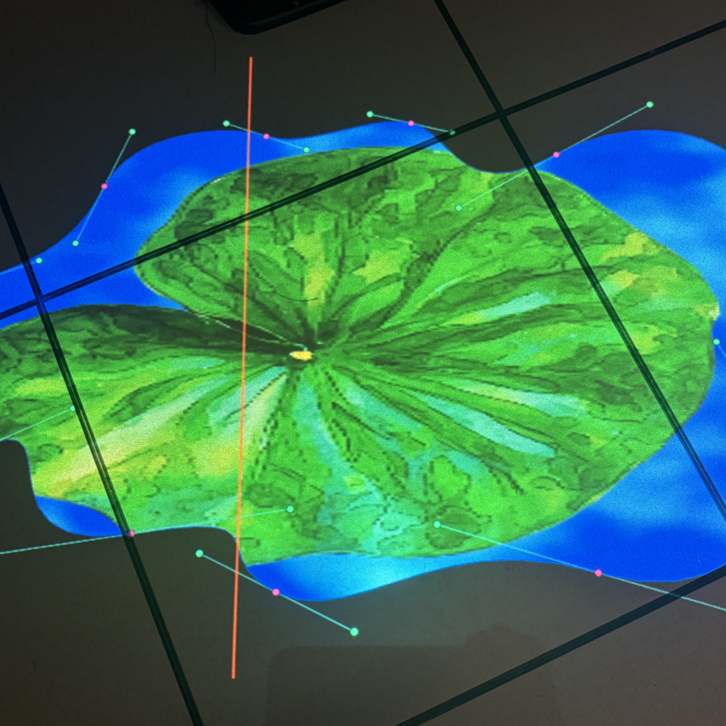 Here we’re using the over function and movie file in we added a lily pad found from adobe stock and added it in movie file in. 